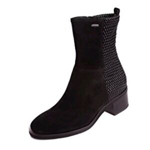 Hogl‎ Womens Black Suede/Woven Leather Gortex Ankle Boot SZ 8
